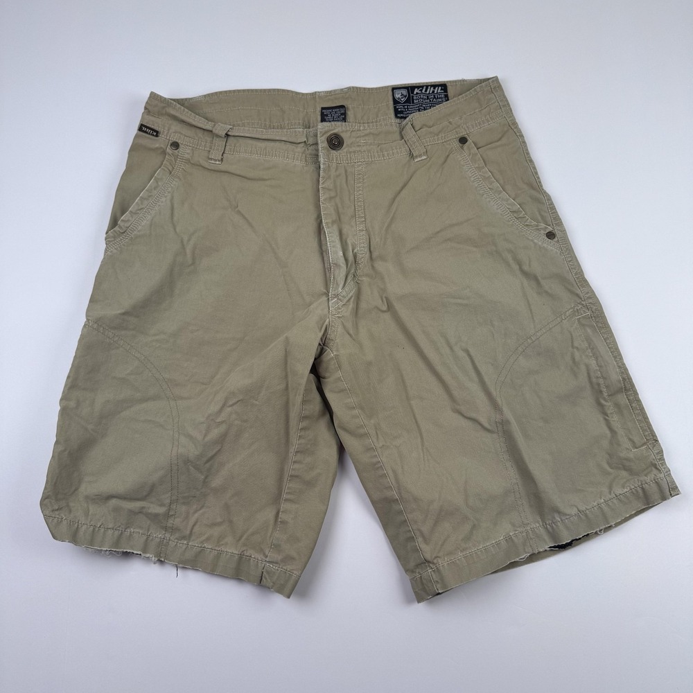 Kuhl Shorts Mens 32 (31x10) Beige Outdoor Hiking Chino Cotton Nylon Performance